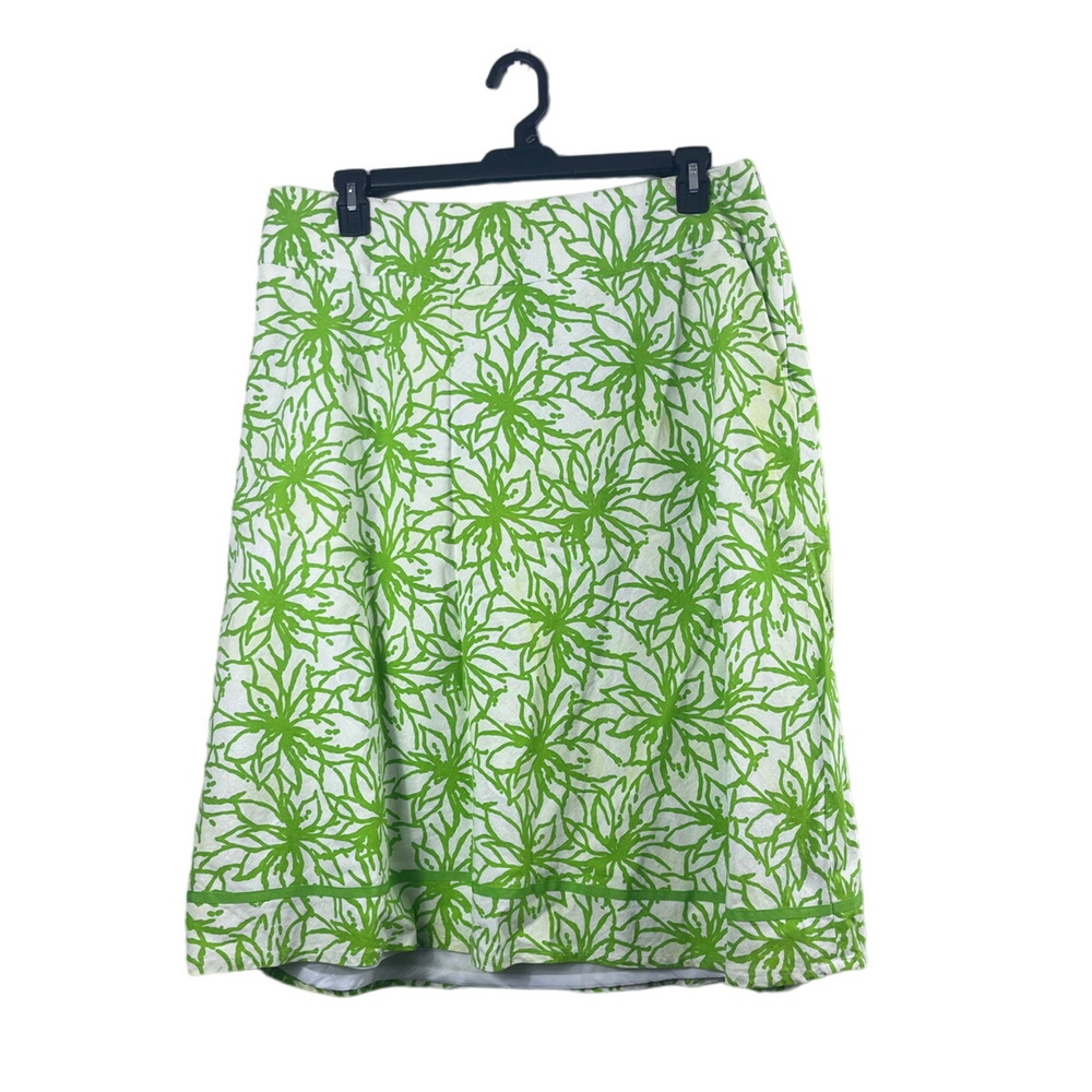 Women's Green Floral Cato Linen Blend Skirt 18/20